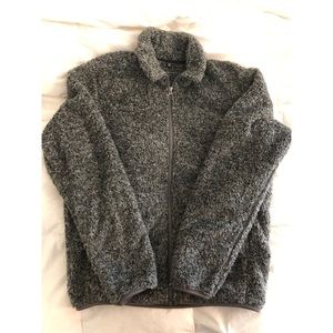 Gray Fluffy Full-Zip Jacket